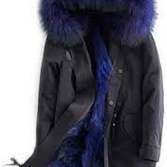 ‼️WOW‼️BLACK Parka with REAL FUR (Raccoon blue fur) GREAT STYLISH AND WARM!💕 - Picture 8 of 12